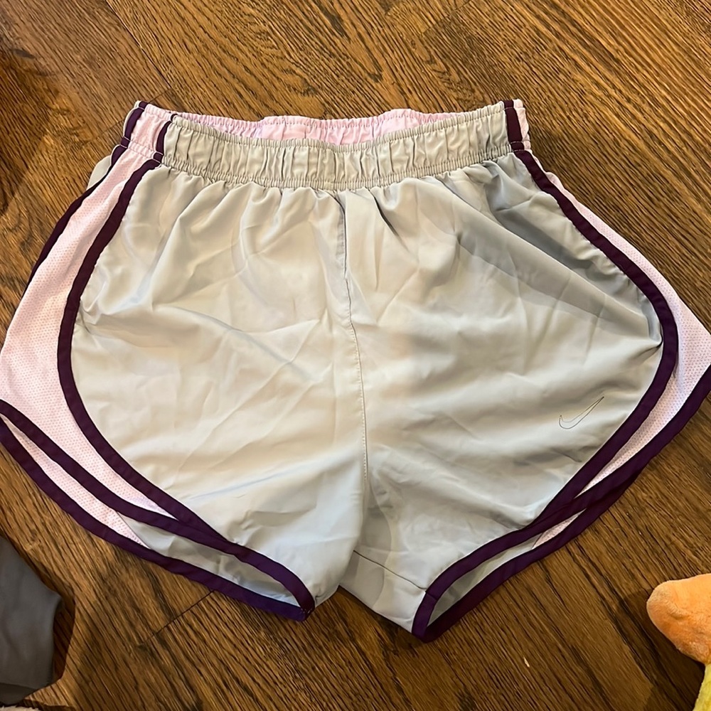 grey and purple nike shorts